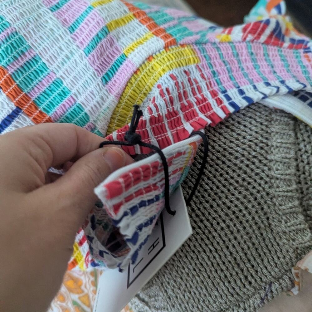 NEW Women's THML Small Rainbow Stripe Smocked Top - Picture 5 of 6